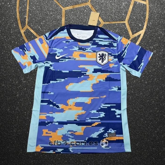 Camiseta Pre Partido del Paises Bajos 2024 Azul