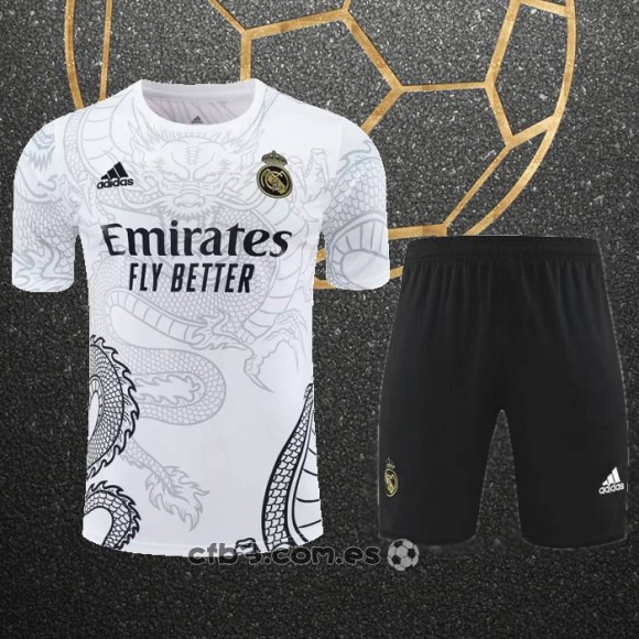 Chandal del Real Madrid Dragon Manga Corta 24-25 Blanco - Pantalon Corto